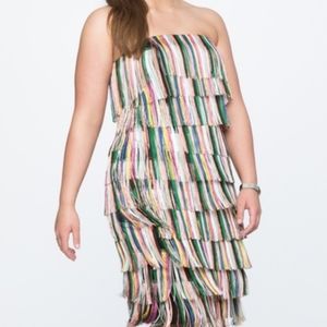 Eloqui Multi- colored Fringe Dress